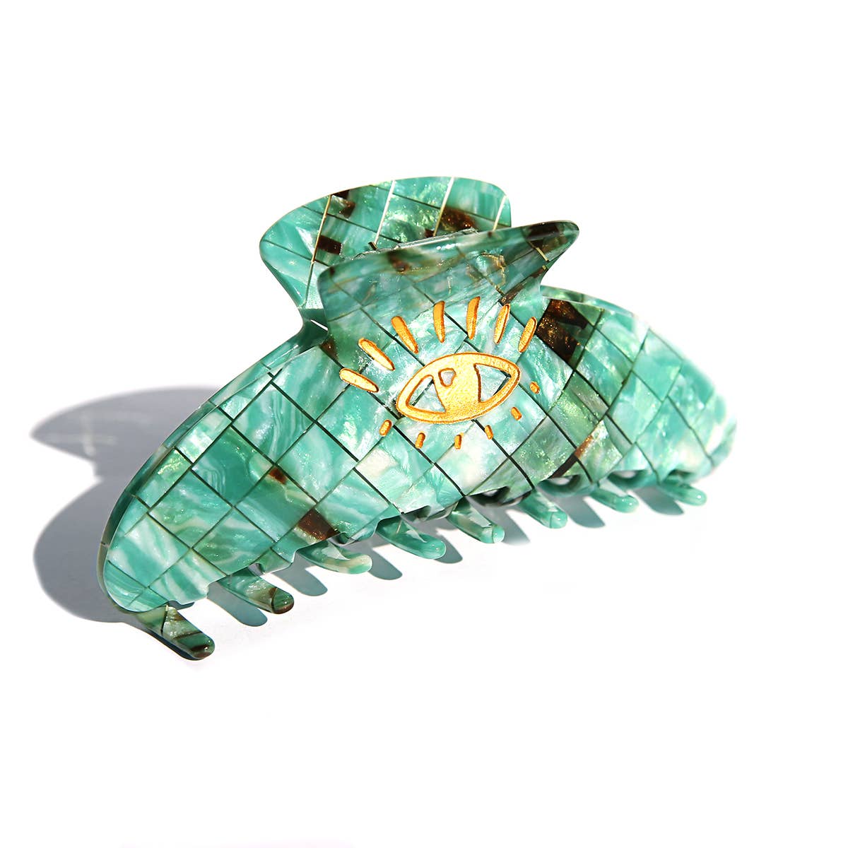 Hair Claw Teal Check