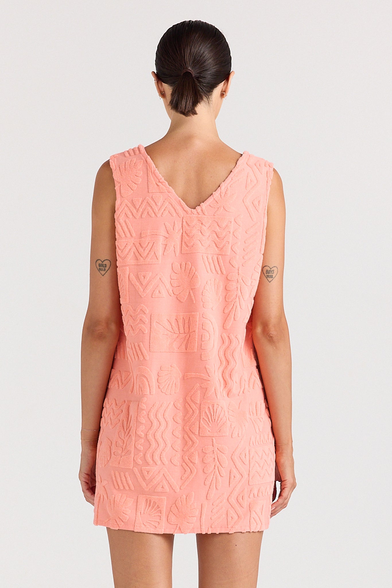 Mai Tai V Tunic Towelling Dress - Coral