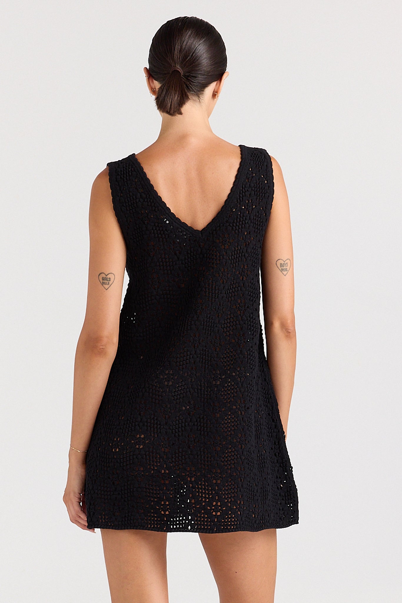 Messina V Crochet Knit Dress - Black
