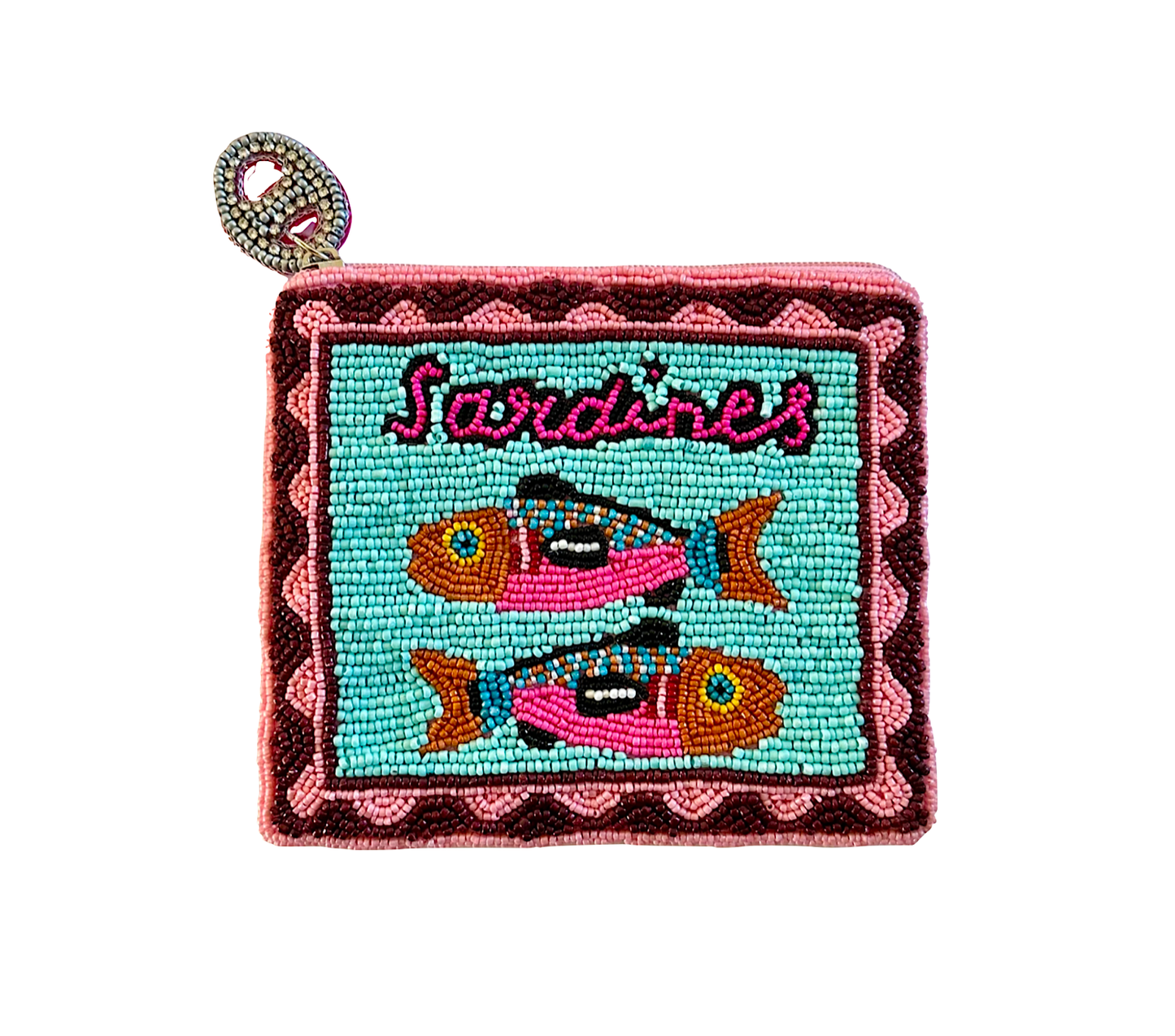 Beaded Sardines Coin Purse Lily Posh, Seed Bead Coin Pouch