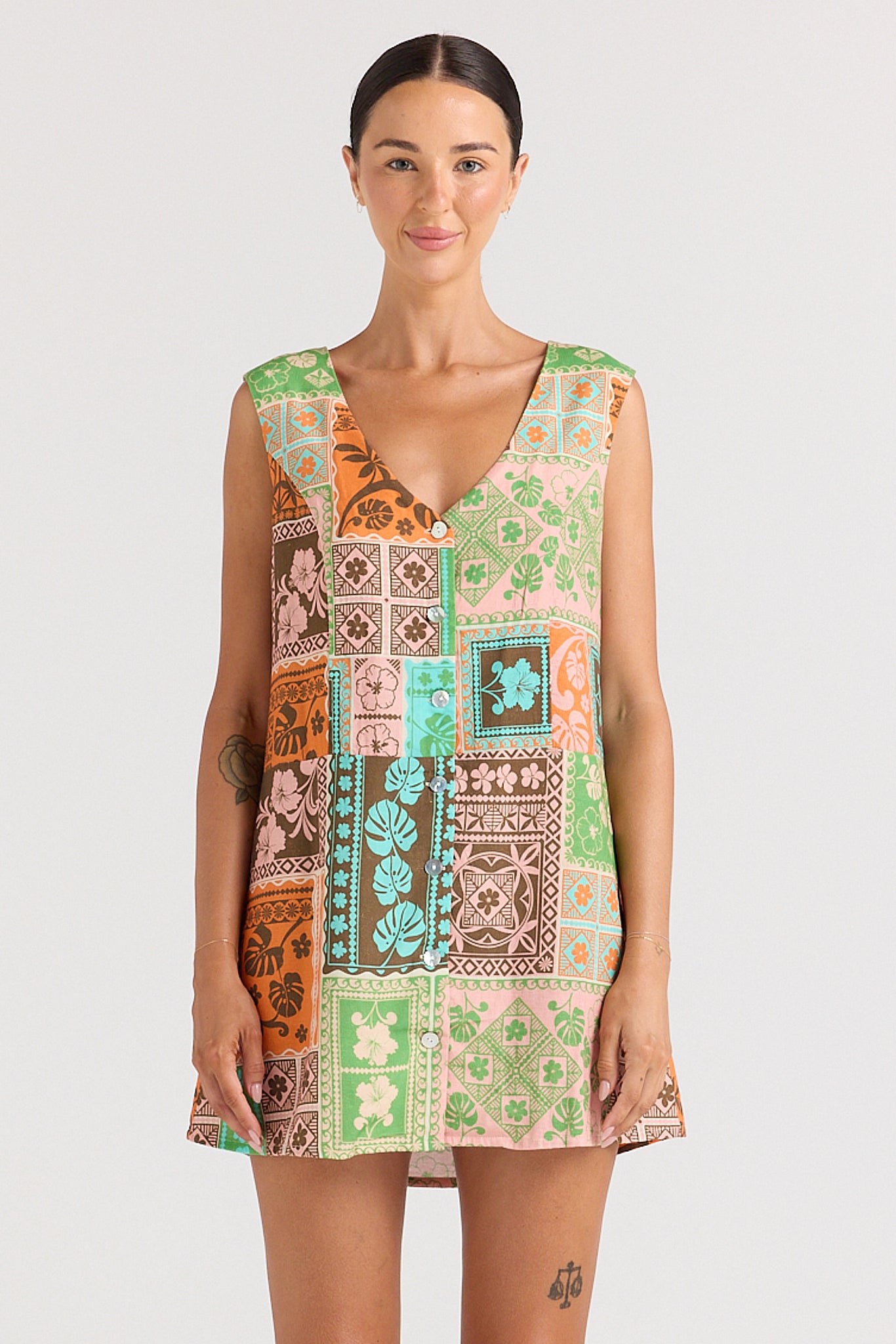 Ibisco V Button Up Dress - Sunset