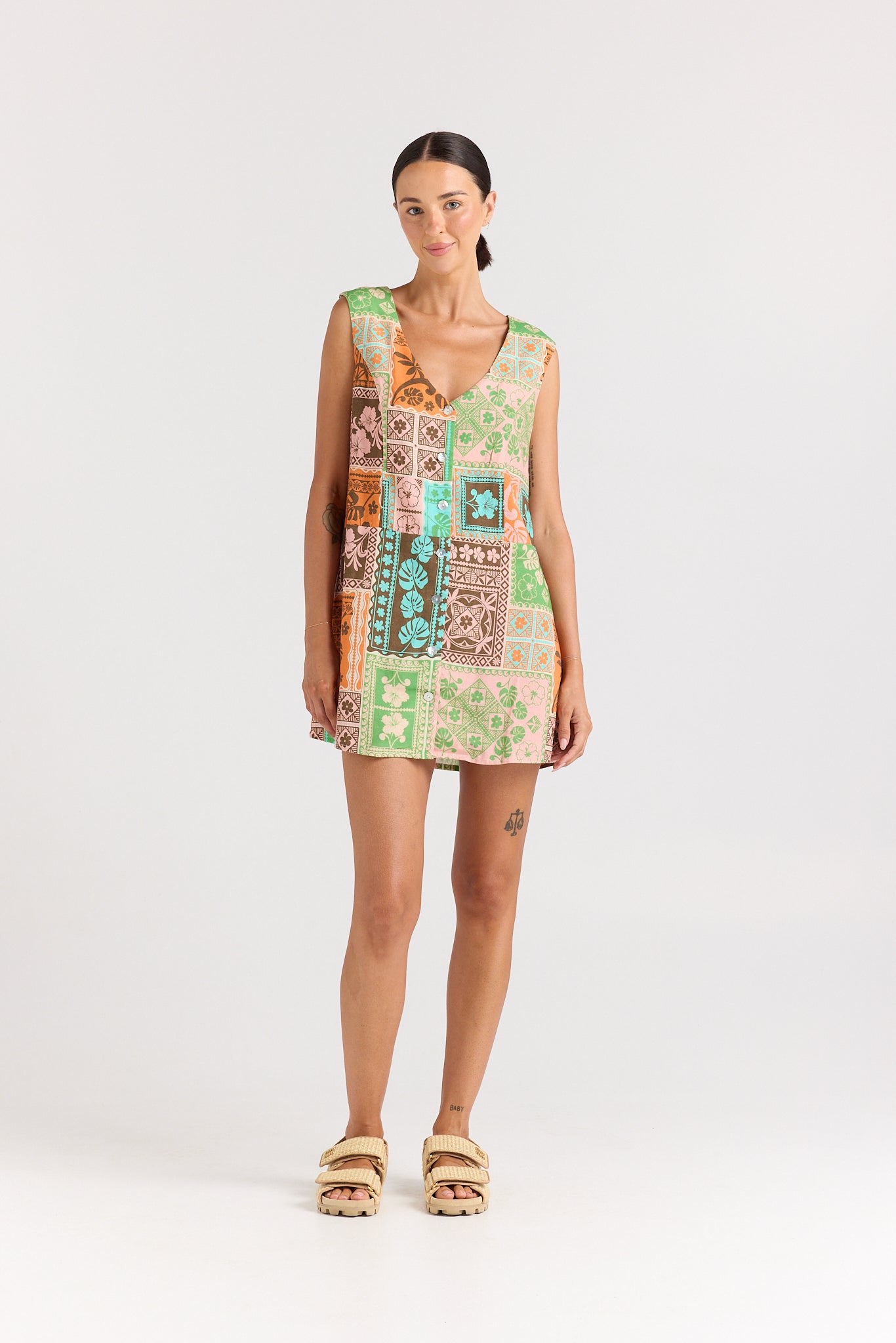 Ibisco V Button Up Dress - Sunset