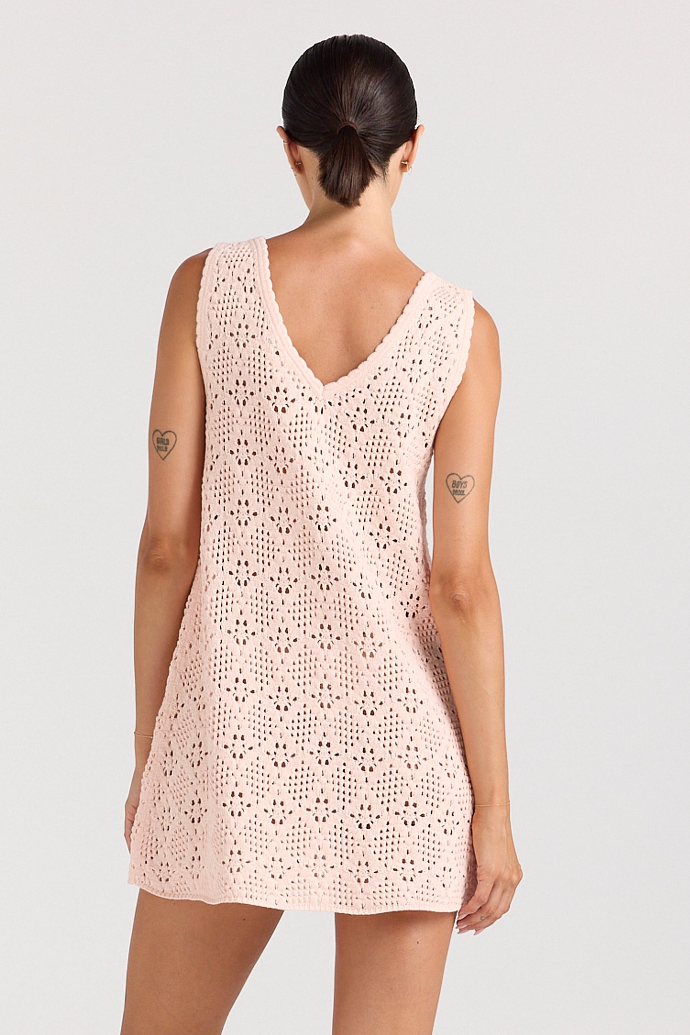 Messina V Crochet Knit Dress - Peony